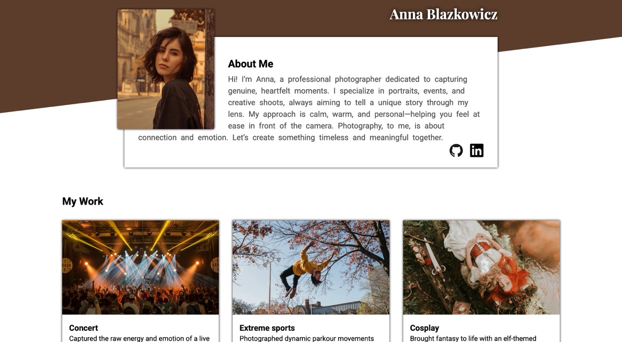 Screenshot of Homepage Project